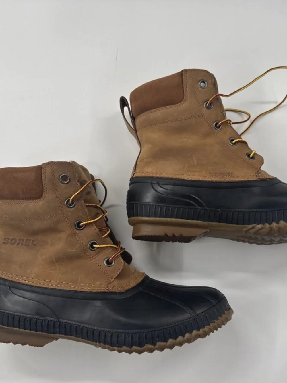 Sorel Waterproof Boots Mens 13 Brown Full Grain Leather Cheyanne Snow Winter Box